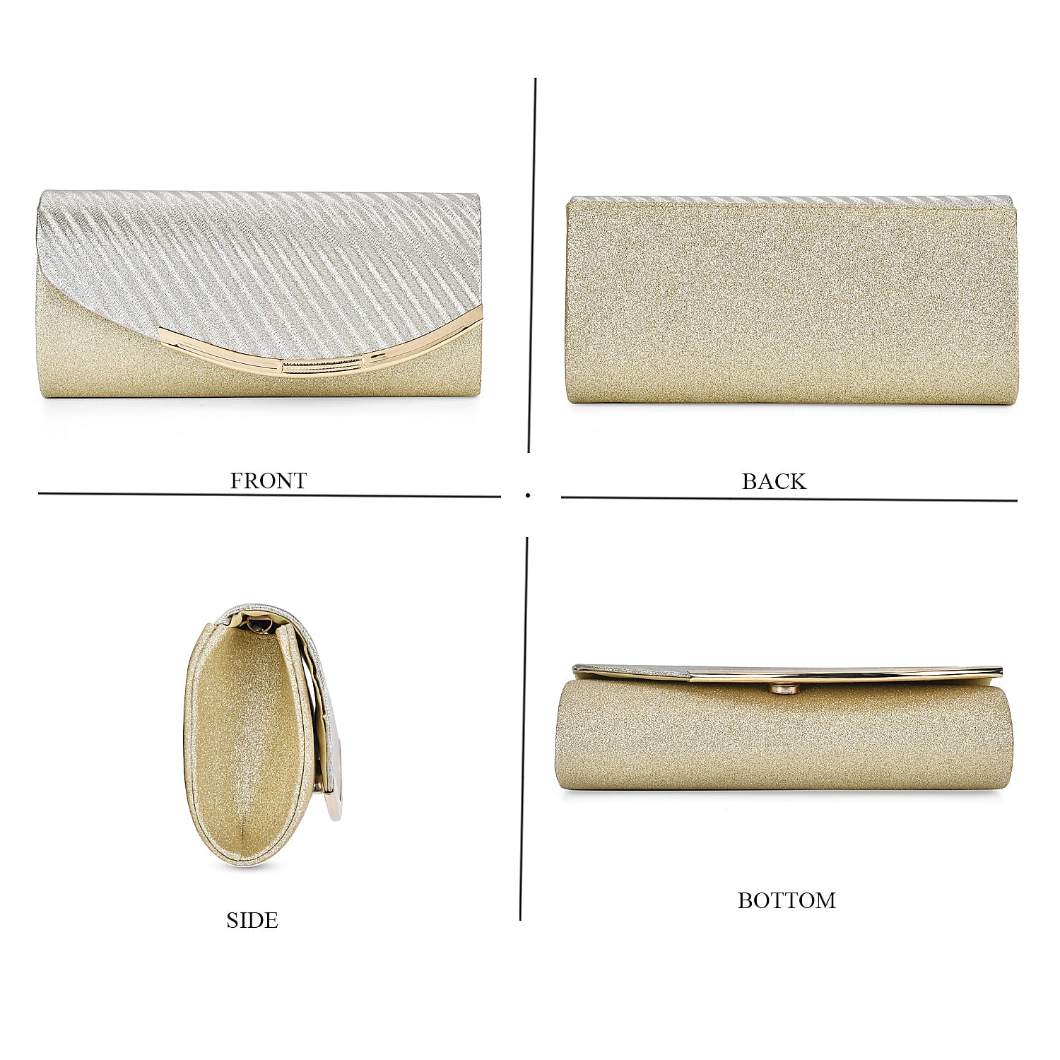 Rhinestone Envelope Clutch Bag with Chain Strap