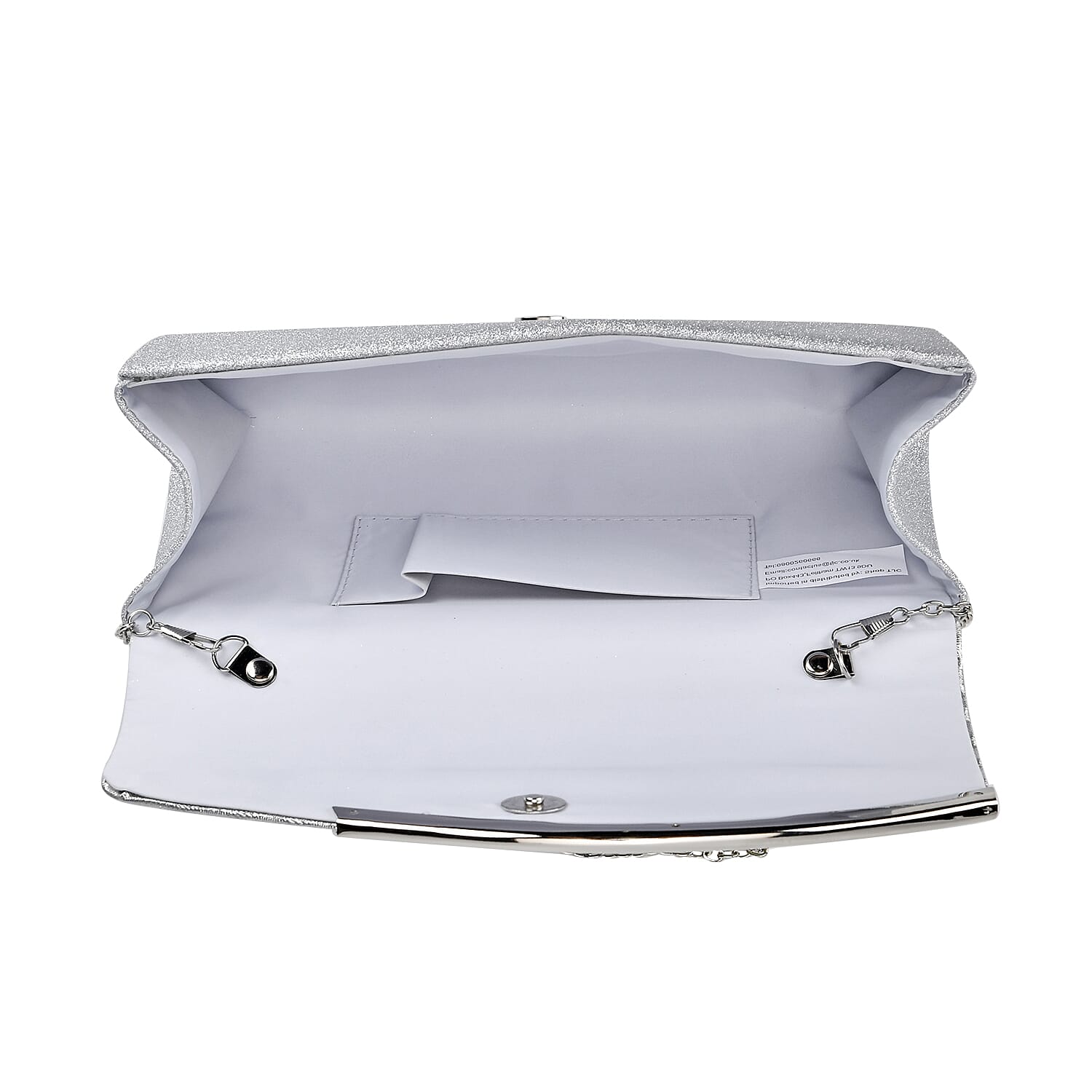 Crystal Patterned Clutch (Size 21x11x1 cm) - Silver & Gold