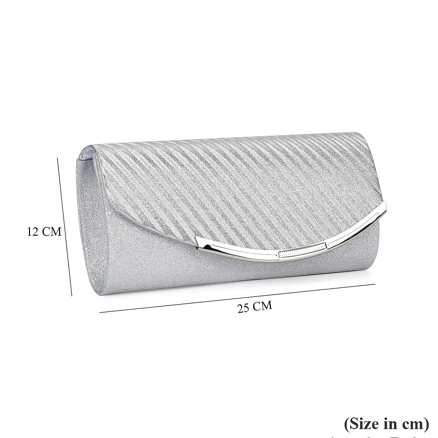 Crystal Patterned Clutch (Size 21x11x1 cm) - Silver & Gold