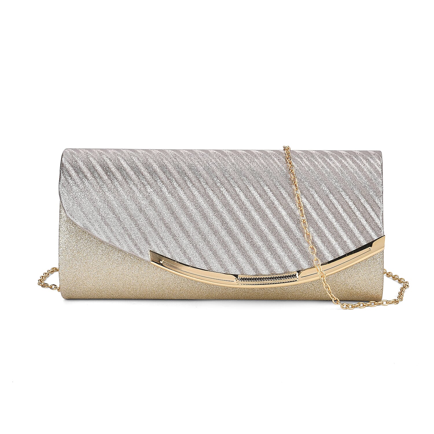 Crystal Patterned Clutch (Size 21x11x1 cm) - Rose Gold & Gold