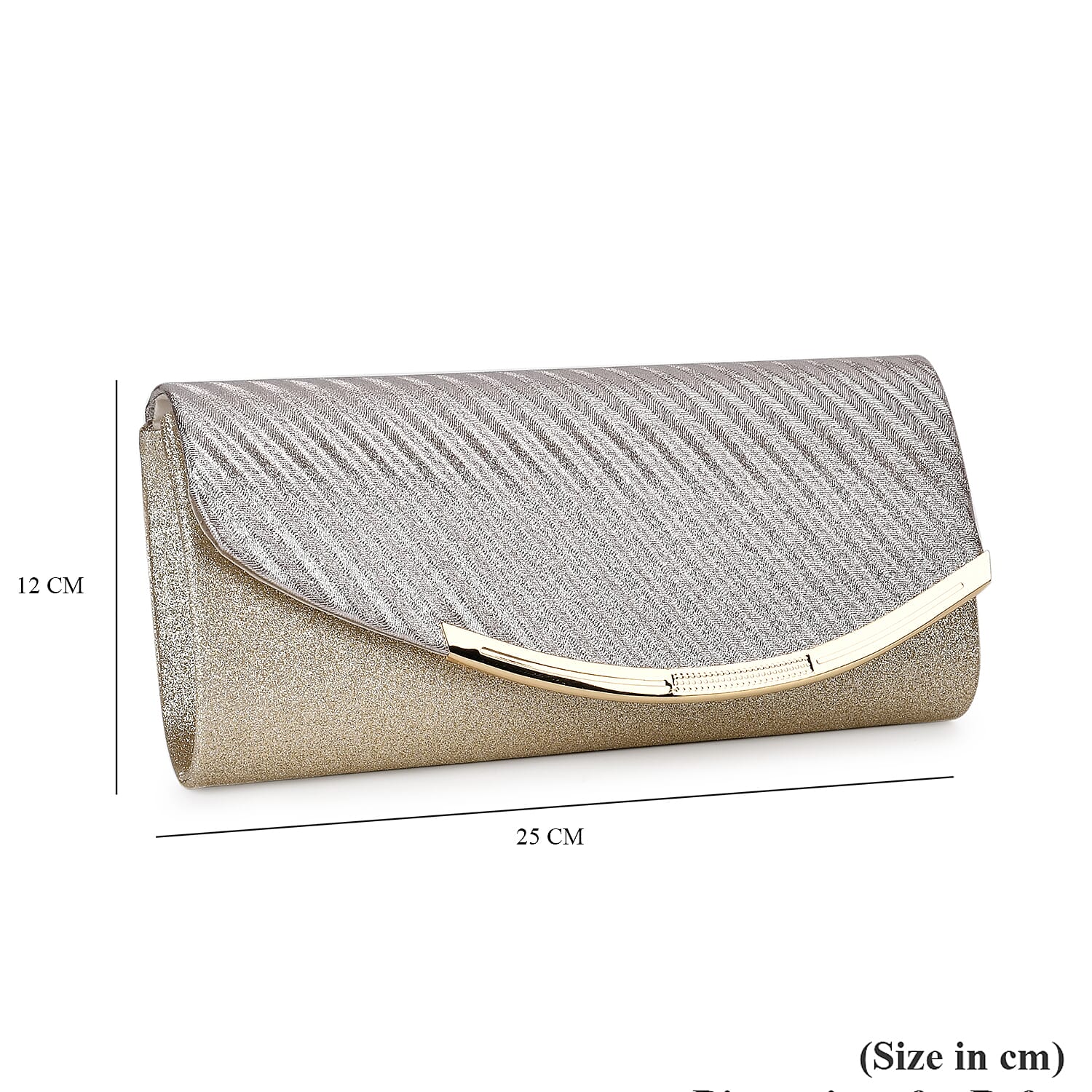 Crystal Patterned Clutch (Size 21x11x1 cm) - Rose Gold & Gold