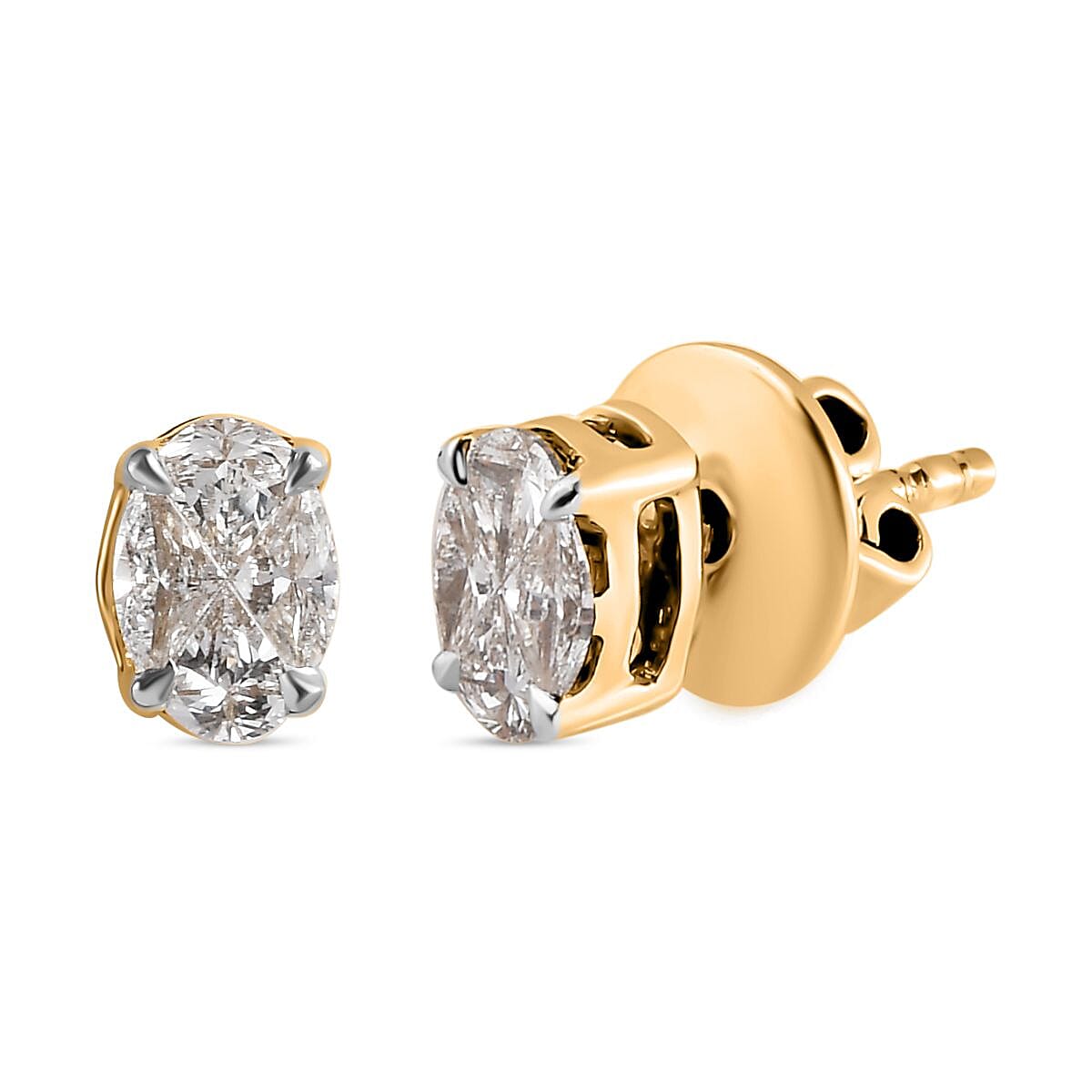 18K Yellow Gold  VS   White Diamond  VS Earring 0.50 ct,  Gold Wt. 2 Gms  0.500  Ct.