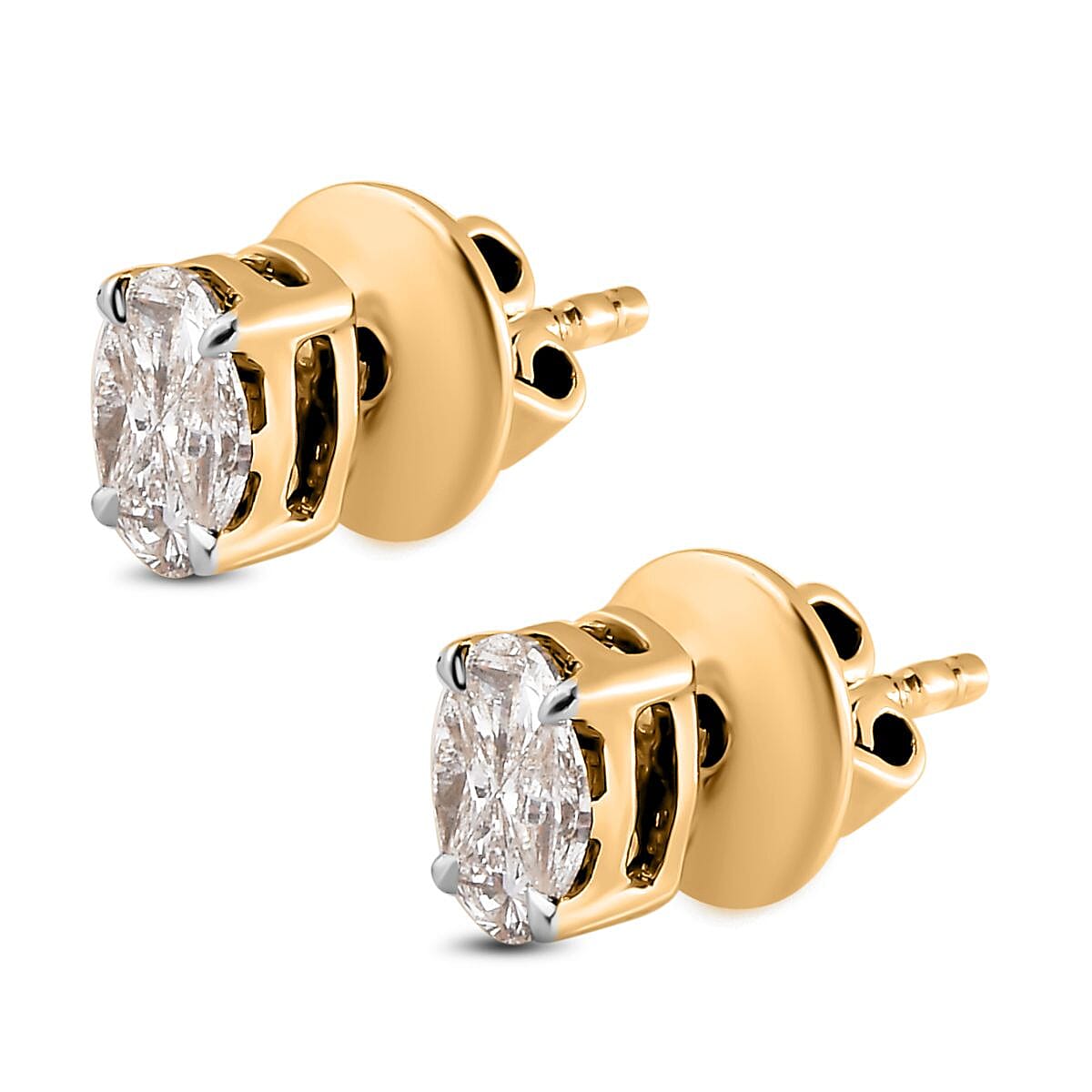 18K Yellow Gold  VS   White Diamond  VS Earring 0.50 ct,  Gold Wt. 2 Gms  0.500  Ct.