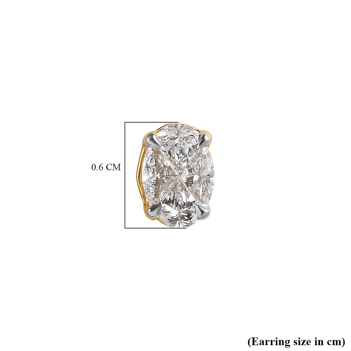 18K Yellow Gold  VS   White Diamond  VS Earring 0.50 ct,  Gold Wt. 2 Gms  0.500  Ct.