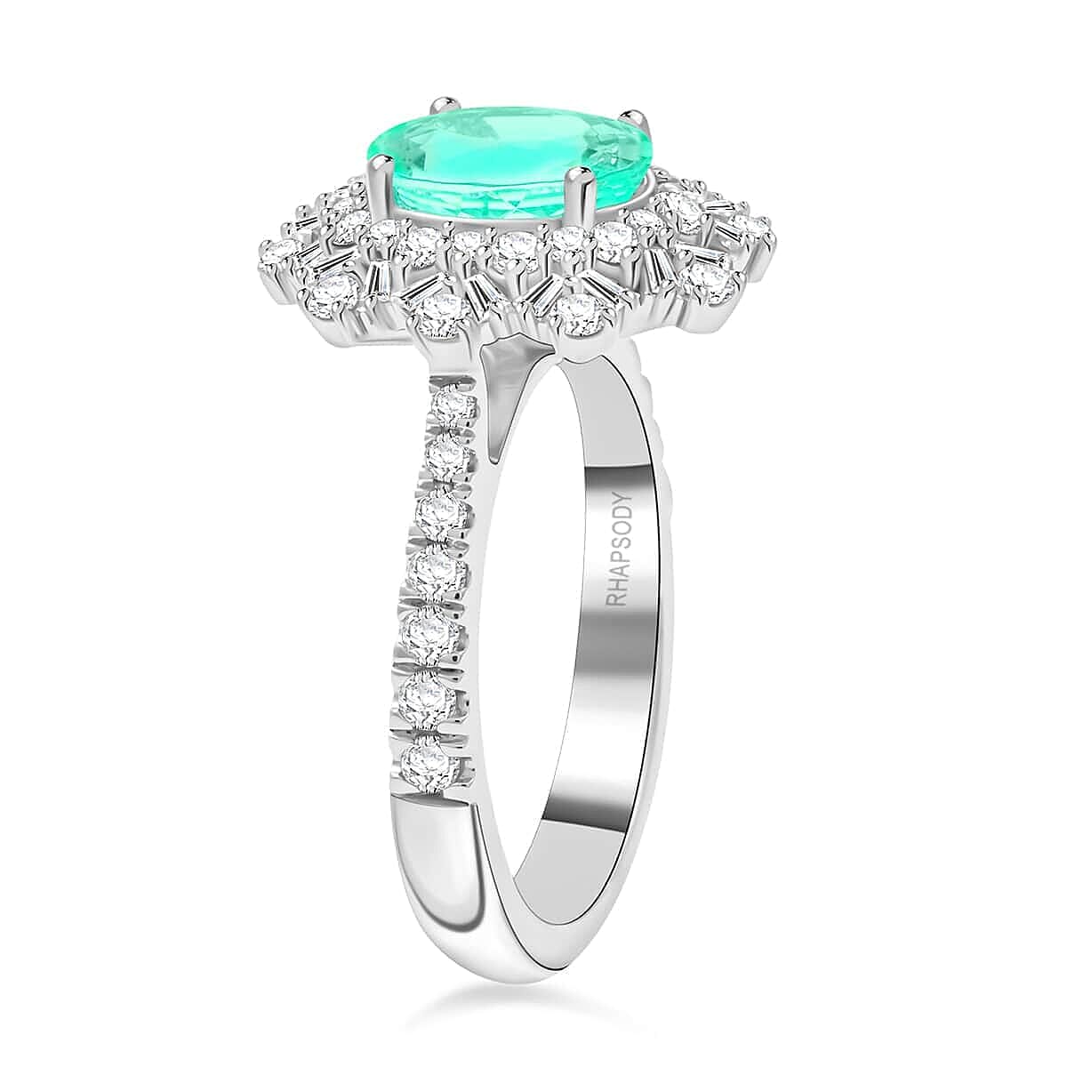 Certified and Appraised RHAPSODY 950 Platinum AAAA Paraiba Tourmaline and Diamond Ring 2.70 Ct