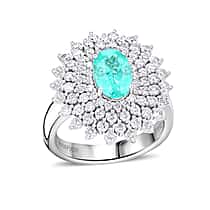 Chairman's Vault Collection 1.63 Ct. AAAA Paraiba Tourmaline, Natural Diamond Floral Ring in 950 Platinum