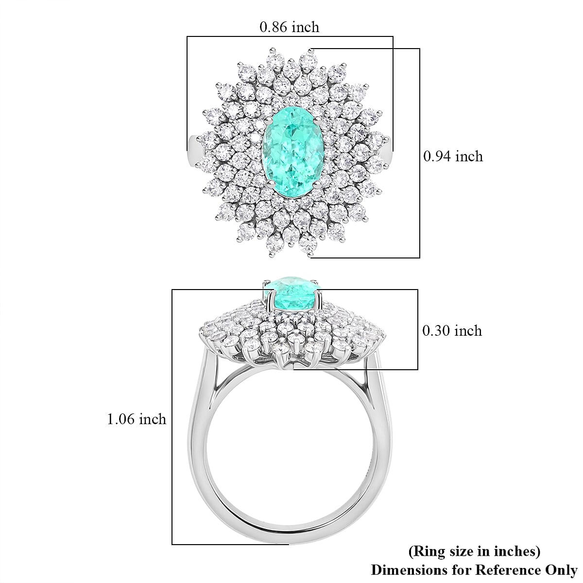 Certified and Appraised RHAPSODY 950 Platinum AAAA Paraiba Tourmaline, Diamond Floral Ring 3.10 Ct. Total Wt 13.30 Gms