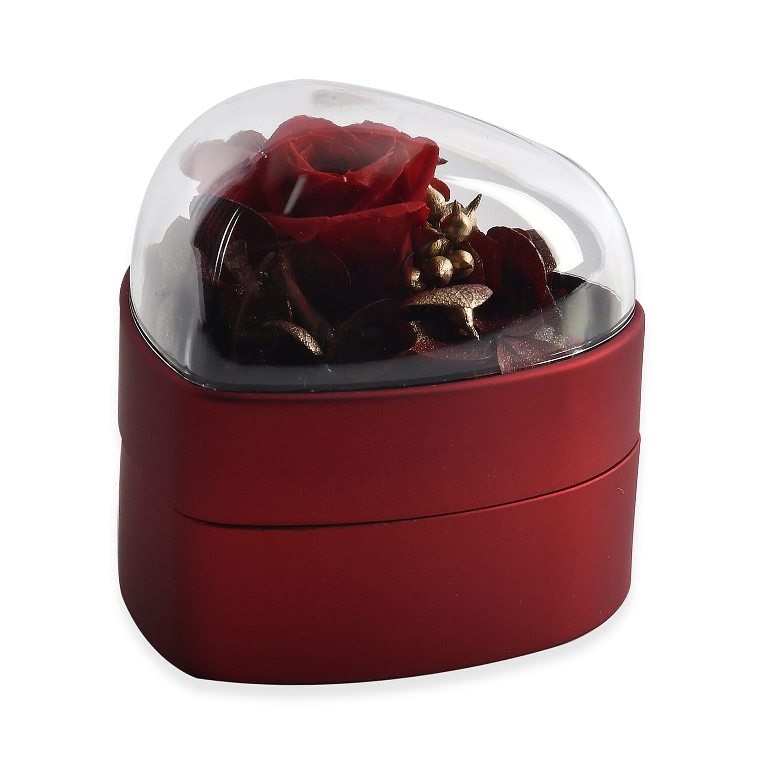 Heart Ring Box (Size 7x7x7 cm) - Red & Red