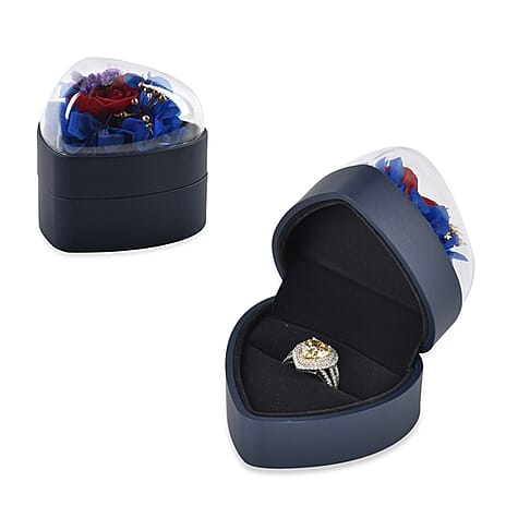 Heart Ring Box (Size 7x7x7 cm) - Blue