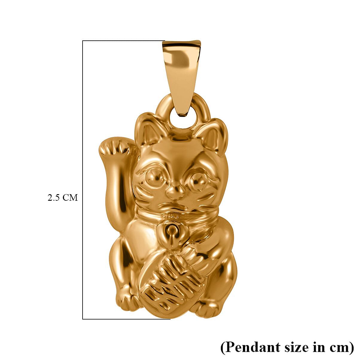 One Time Closeout - 24K Yellow Gold Beckoning Cat Pendant