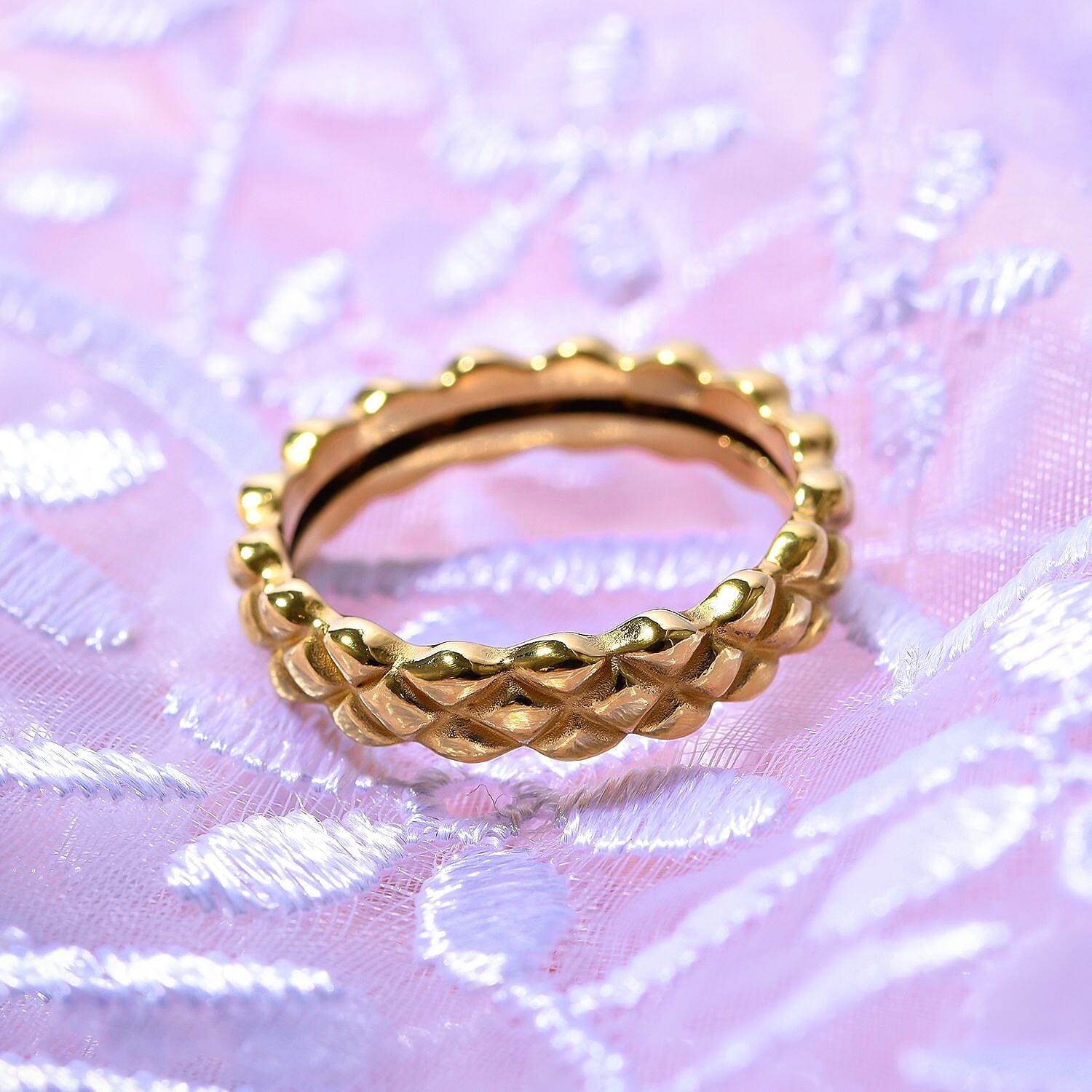 24K Yellow Gold Cross Band Ring