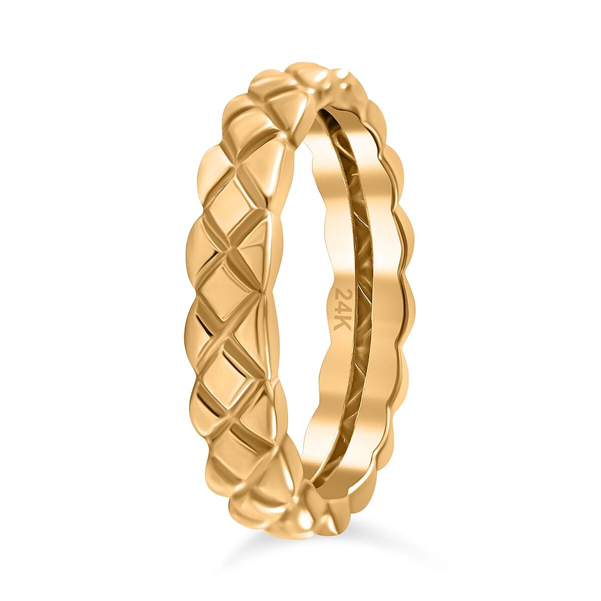 24K Yellow Gold Cross Band Ring