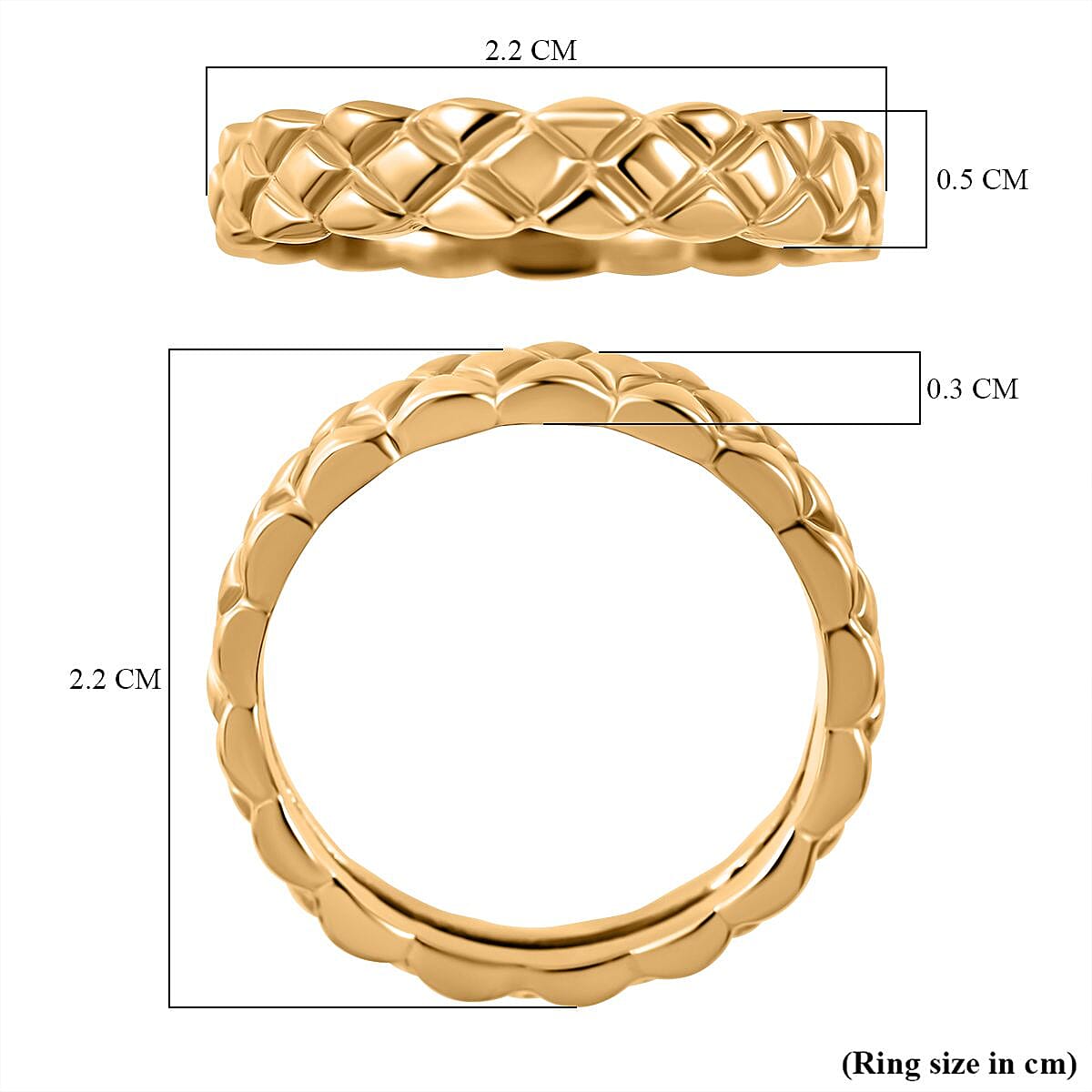 24K Yellow Gold Cross Band Ring