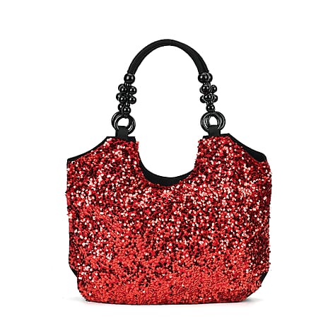 Sparkling Sequin Tote Bag (Size 45x10x36 cm) - Red