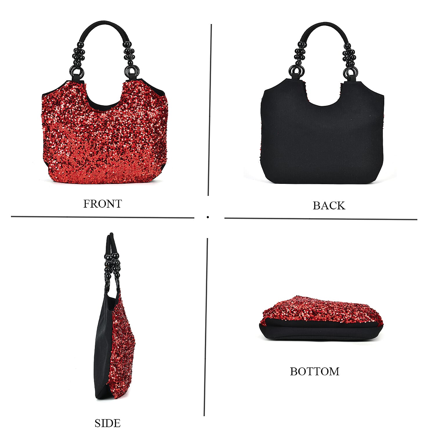 Sparkling Sequin Tote Bag (Size 45x10x36 cm) - Red