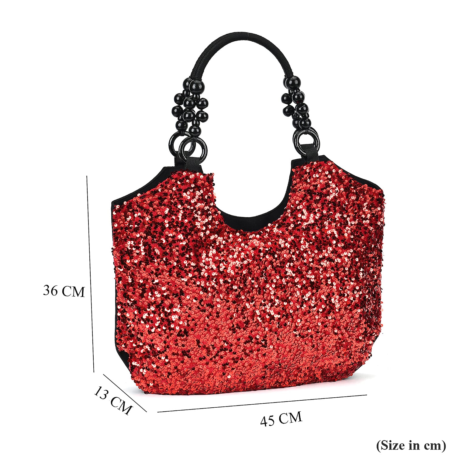 Sparkling Sequin Tote Bag (Size 45x10x36 cm) - Red