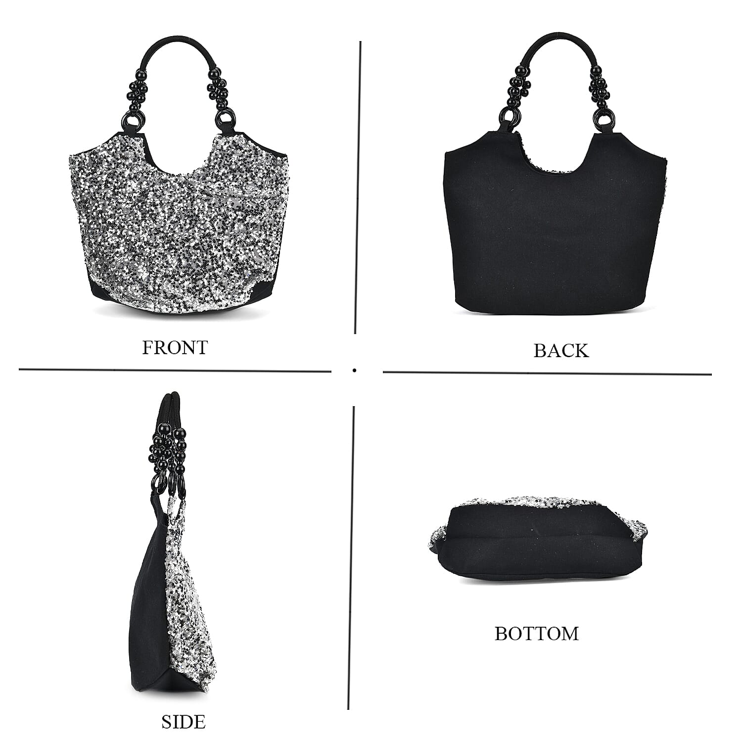 Sparkling Sequin Tote Bag (Size 45x10x36 cm) - Silver