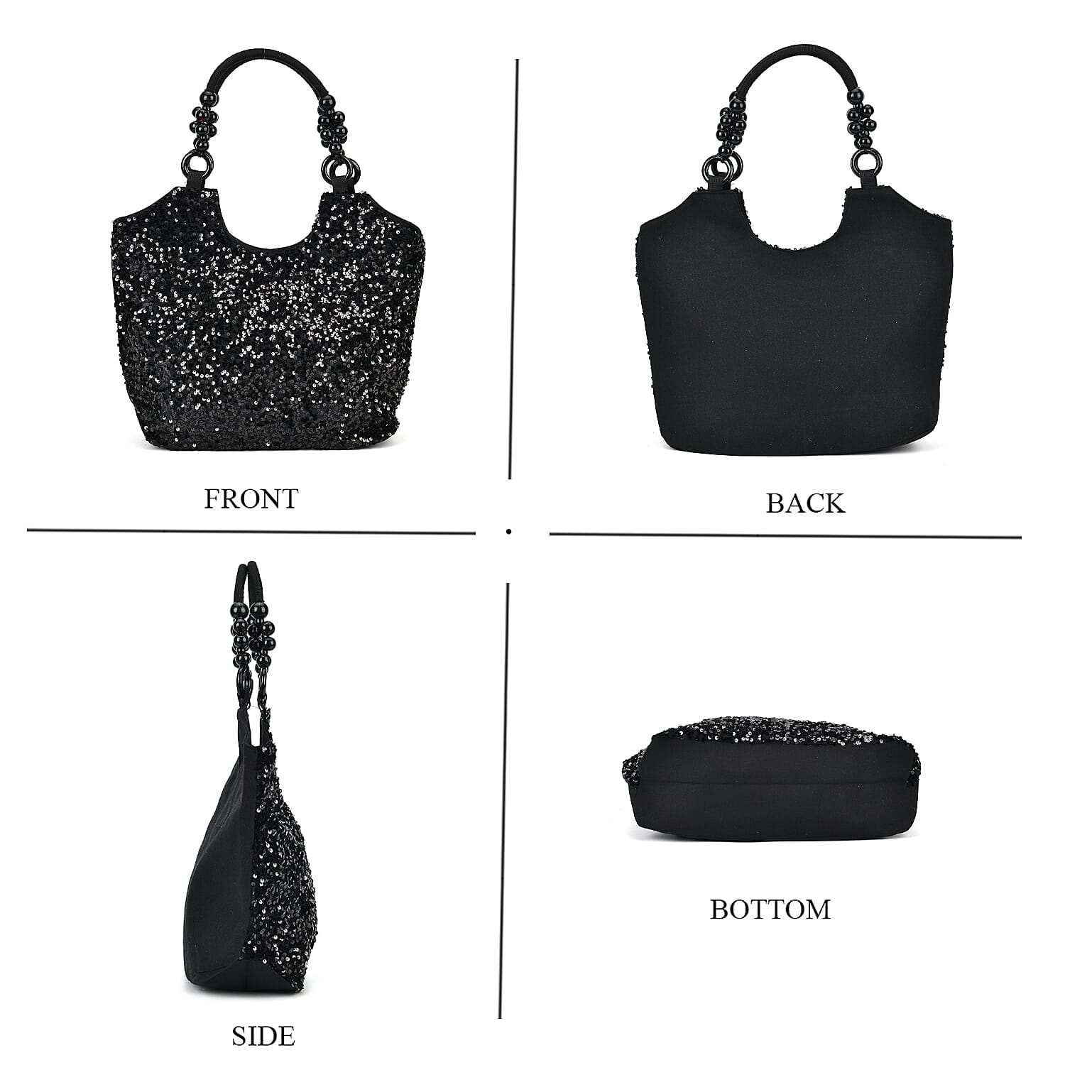 Sparkling Sequin Tote Bag (Size 45x10x36 cm) - Black