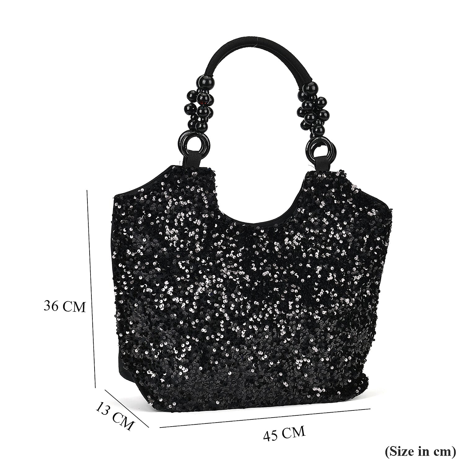 Sparkling Sequin Tote Bag (Size 45x10x36 cm) - Black