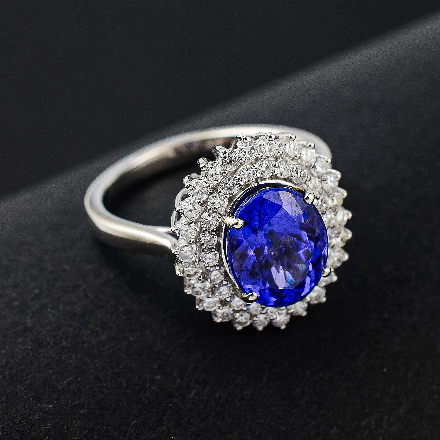 RHAPSODY 950 Platinum AAAA Tanzanite and Diamond Ring 3.51 Ct, Platinum Wt 7.19 GM.