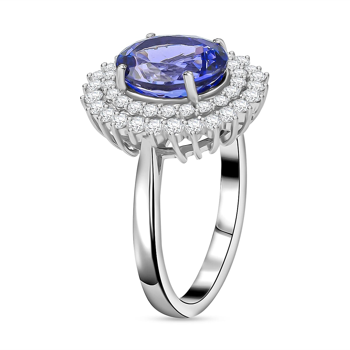 RHAPSODY 950 Platinum AAAA Tanzanite and Diamond Ring 3.51 Ct, Platinum Wt 7.19 GM.