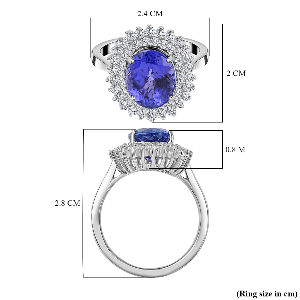 RHAPSODY 950 Platinum AAAA Tanzanite and Diamond Ring 3.51 Ct, Platinum Wt 7.19 GM.