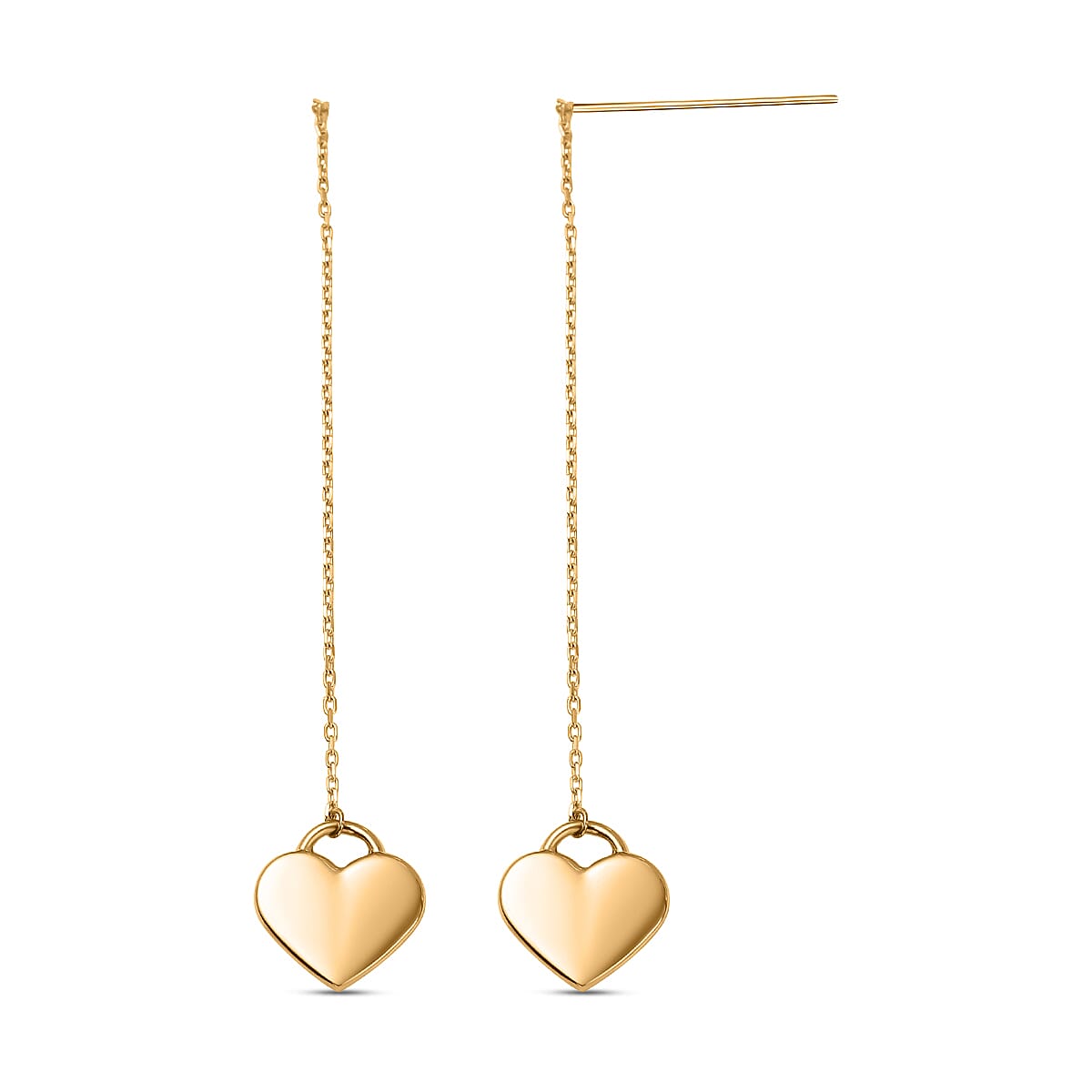 Hatton Garden Closeout -9K Yellow Gold Dangle Heart Earrings