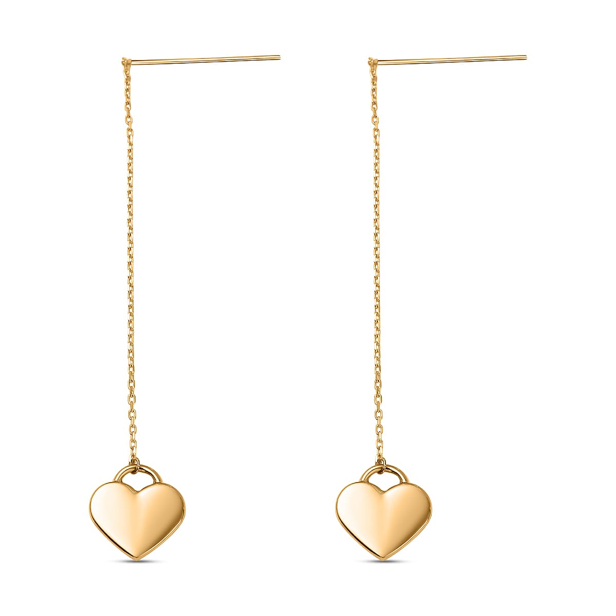 Hatton Garden Closeout -9K Yellow Gold Dangle Heart Earrings
