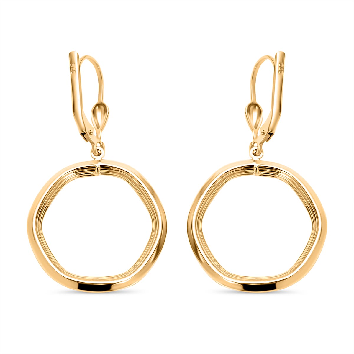 Biggest Gold Offer -- 9K Yellow Gold Hexagonal Earrings With Lever Back.