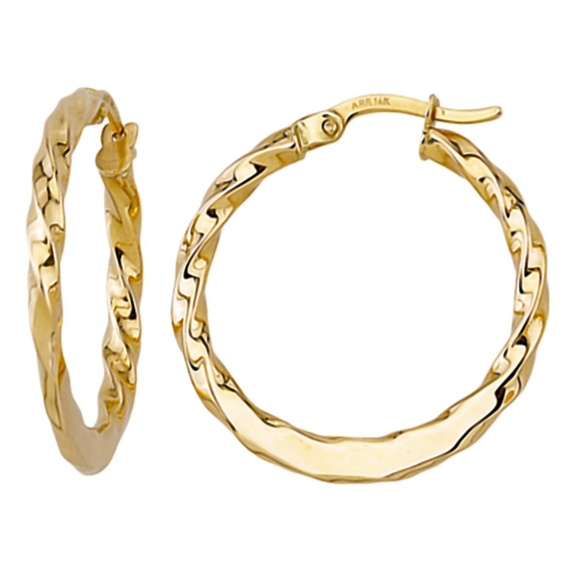 JCK Vegas Preview Deal - 9K Yellow Gold Diamond Cut Hoop Earrings.