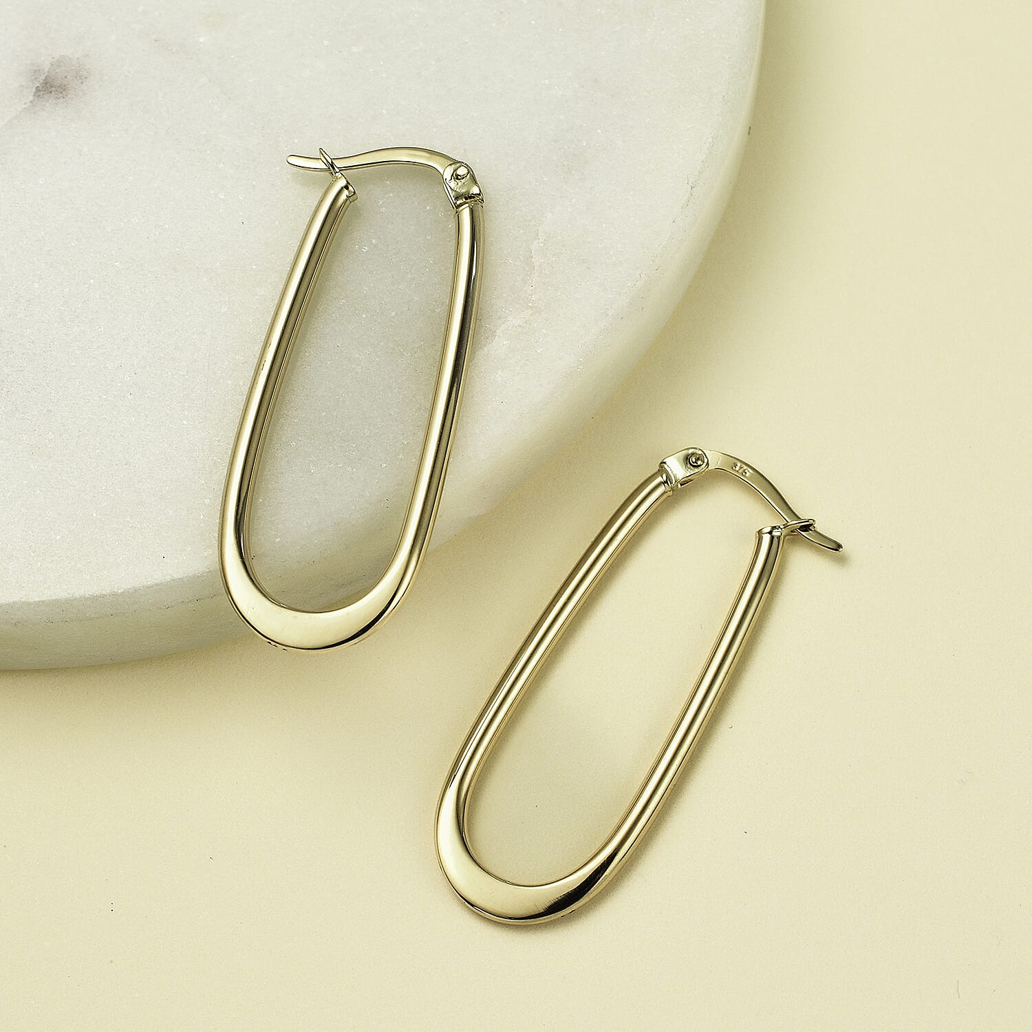 Hatton Garden Closeout - 9K Yellow Gold Large Oval Earrings