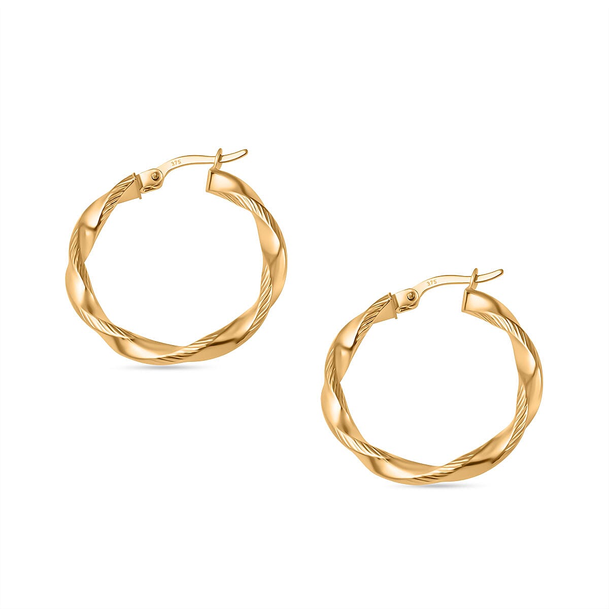 Ottoman Treasures - 9K Yellow Gold Twist Hoop Earrings