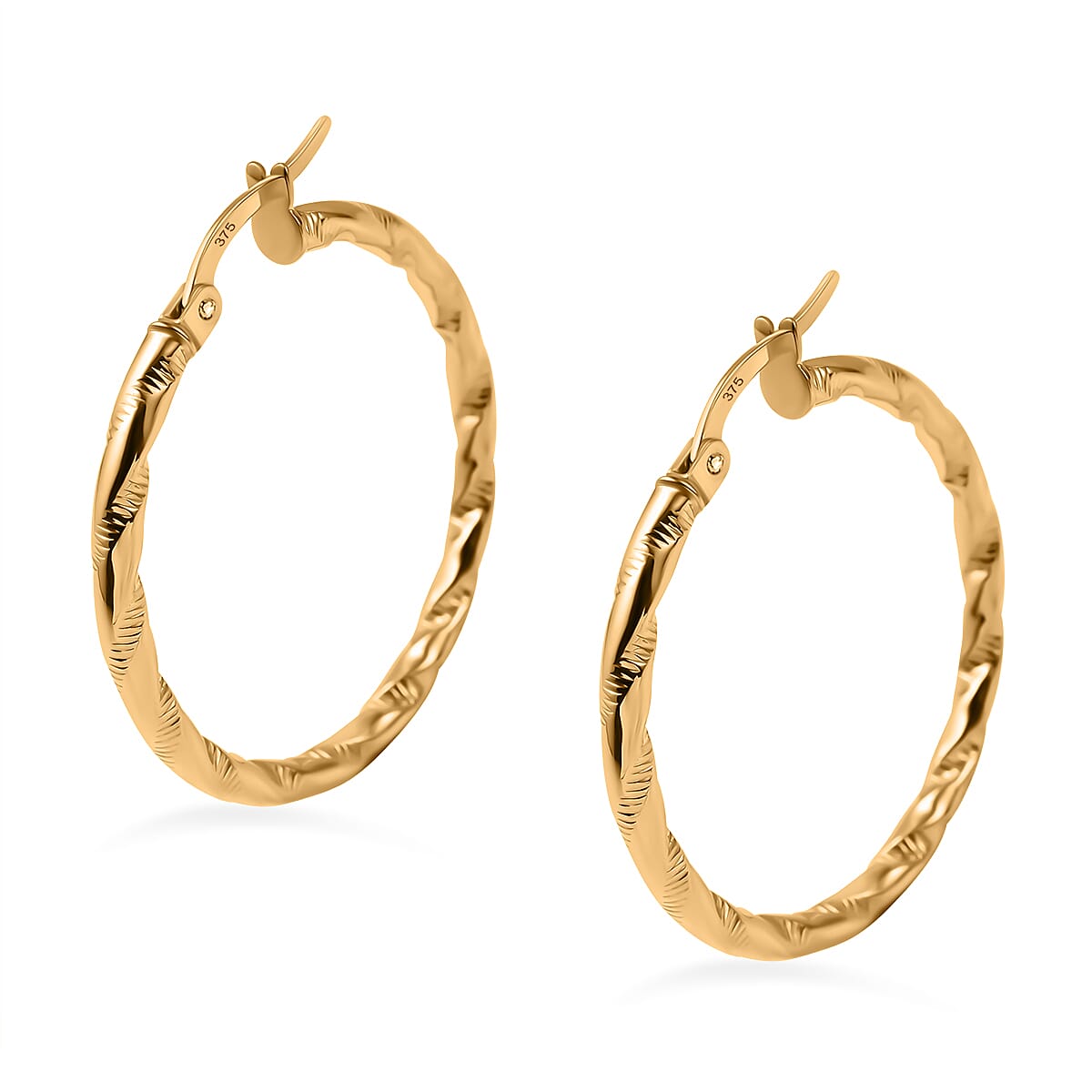 Hatton Garden Closeout 9K Yellow Gold Bamboo Earrings