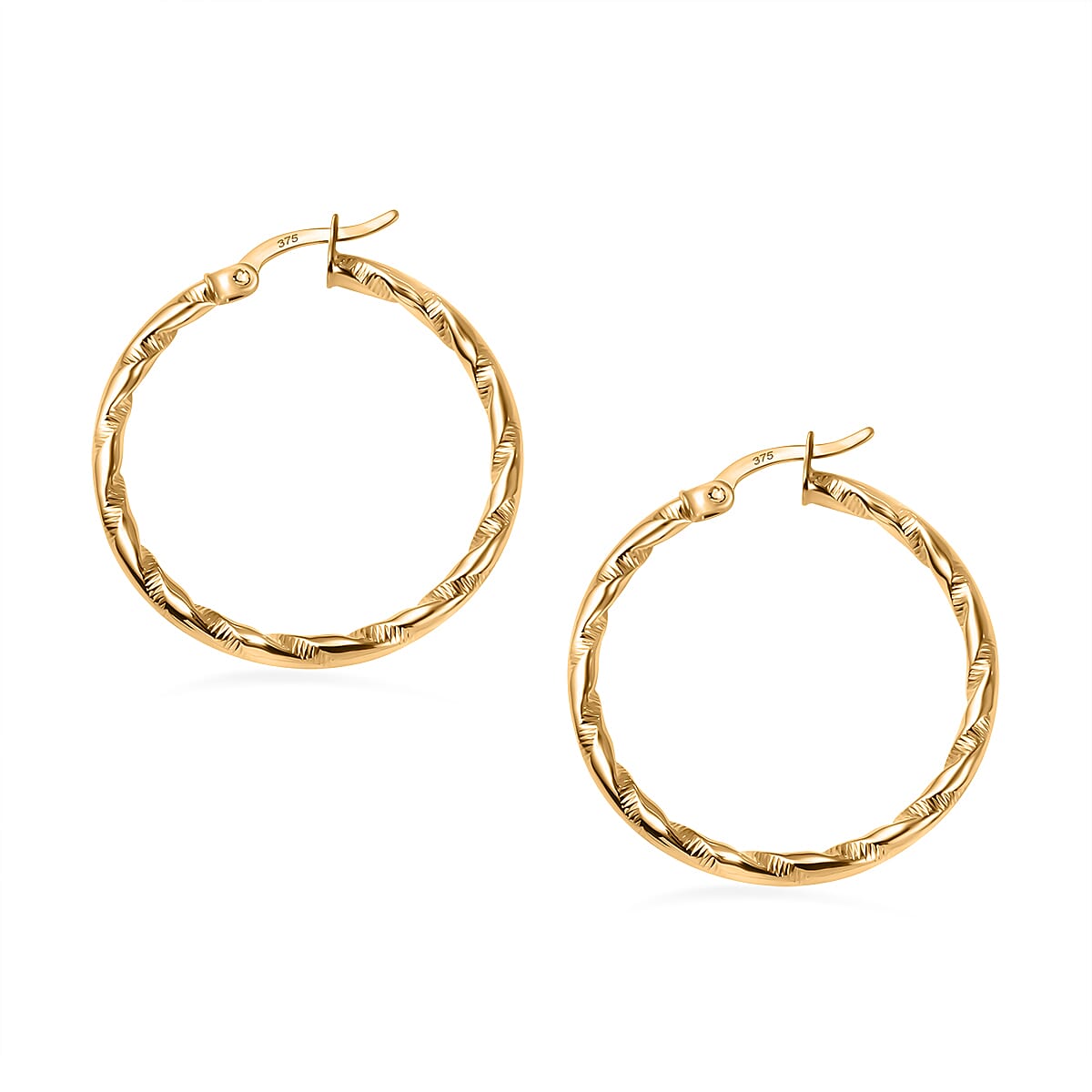Hatton Garden Closeout 9K Yellow Gold Bamboo Earrings