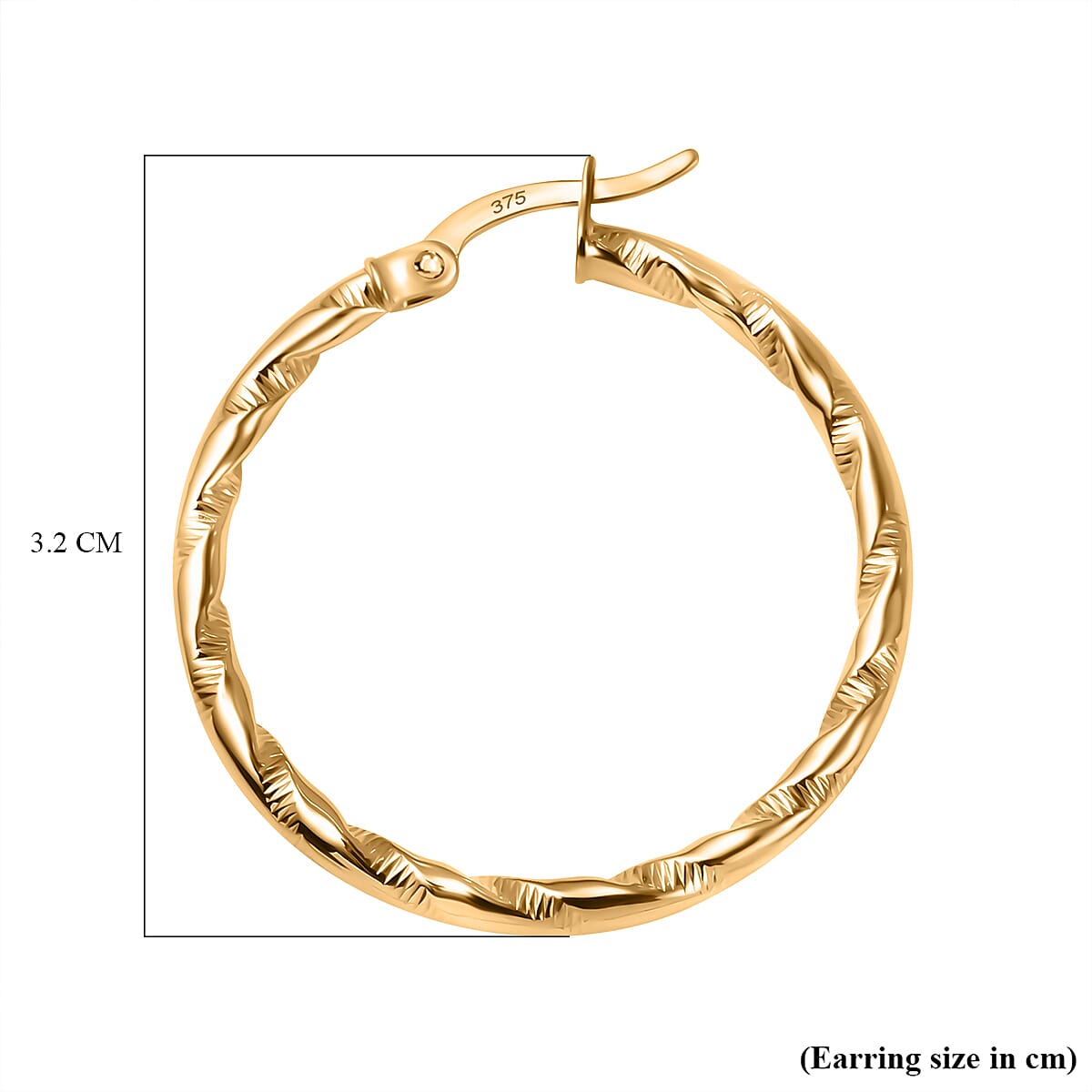 Hatton Garden Closeout 9K Yellow Gold Bamboo Earrings