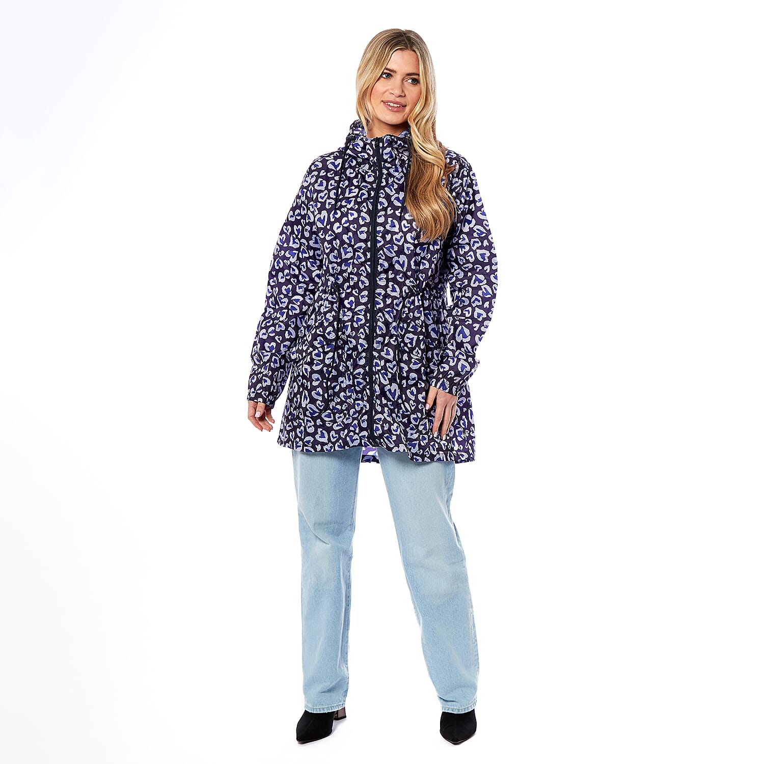 EMMA Heart Pattern Rain Jacket (Size S, 8-10) - Leopard