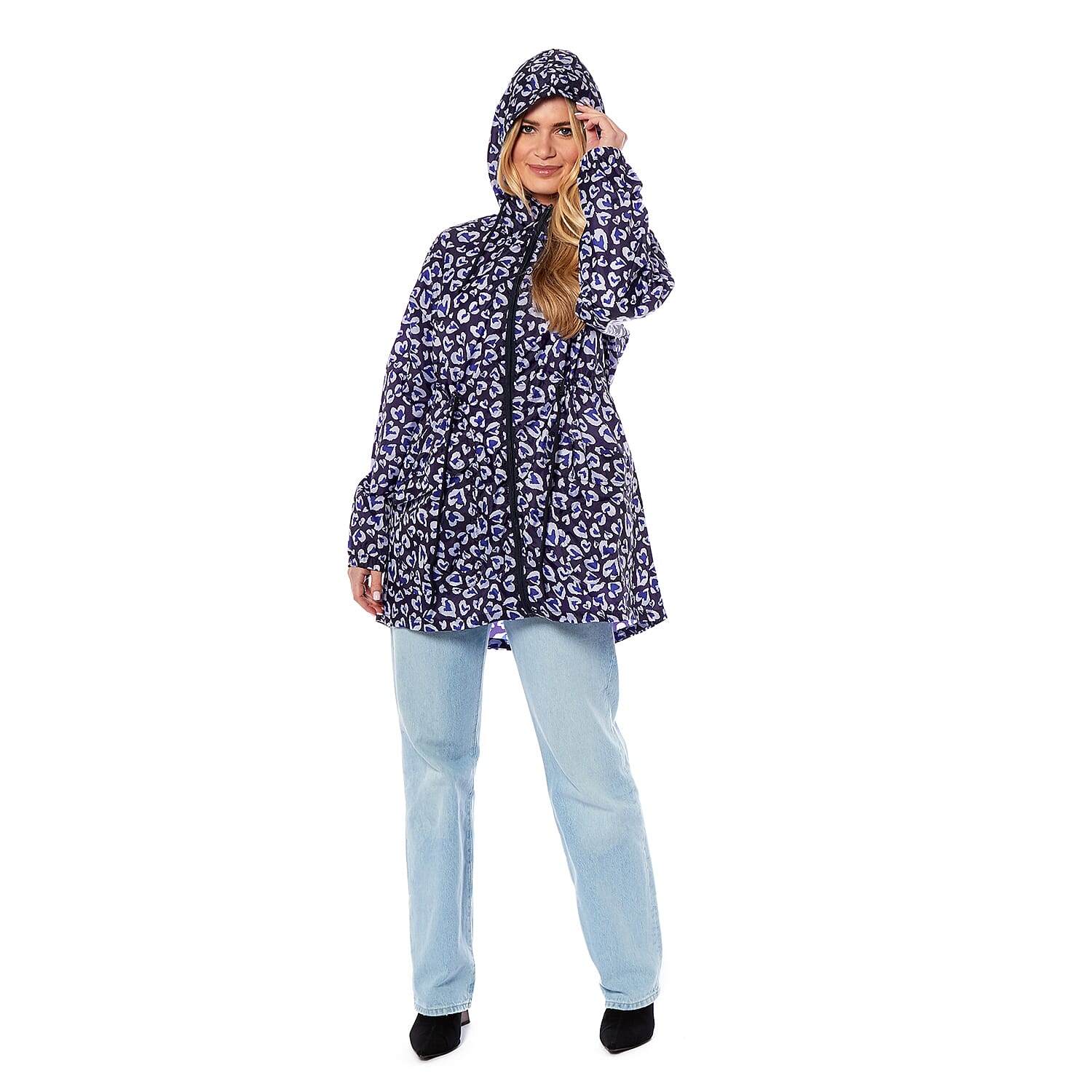 EMMA Heart Pattern Rain Jacket (Size S, 8-10) - Leopard