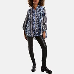 Nova of London Abstract Line Grandad Collar Tie Shirt