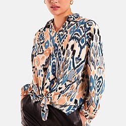 Nova of London Abstract Line Grandad Collar Tie Shirt