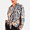 Nova of London Abstract Line Grandad Collar Tie Shirt (Size ML) - Black
