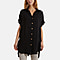 Longline Short Sleeve Button Shirt (One Size) - Black