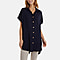Longline Short Sleeve Button Shirt (One Size) - Navy