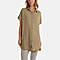 Longline Short Sleeve Button Shirt (One Size)  - Khaki