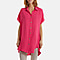 Longline Short Sleeve Button Shirt (One Size) - Hot Pink