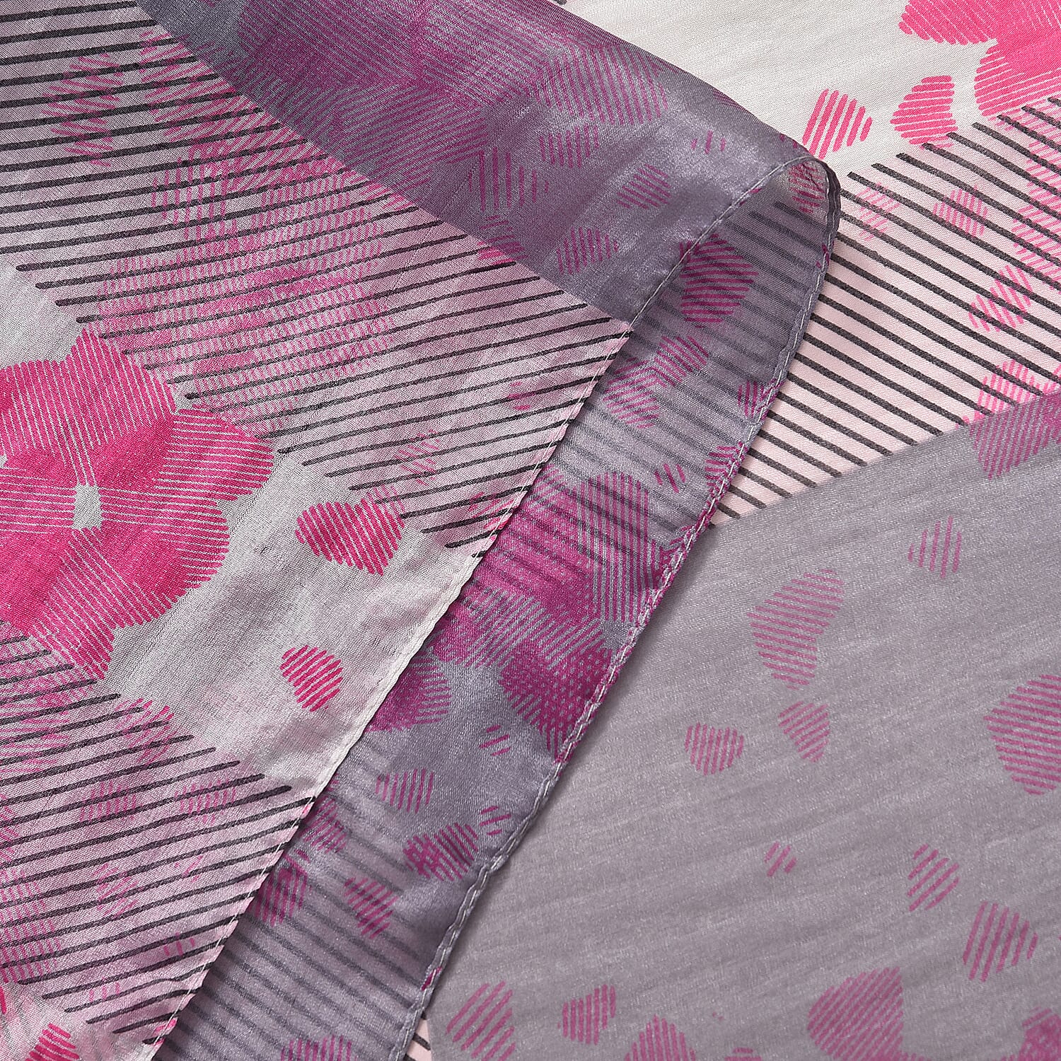 La Marey 100% Mulberry Silk Classic Plaid Printed Scarf (Size 180x110 cm) - Pink
