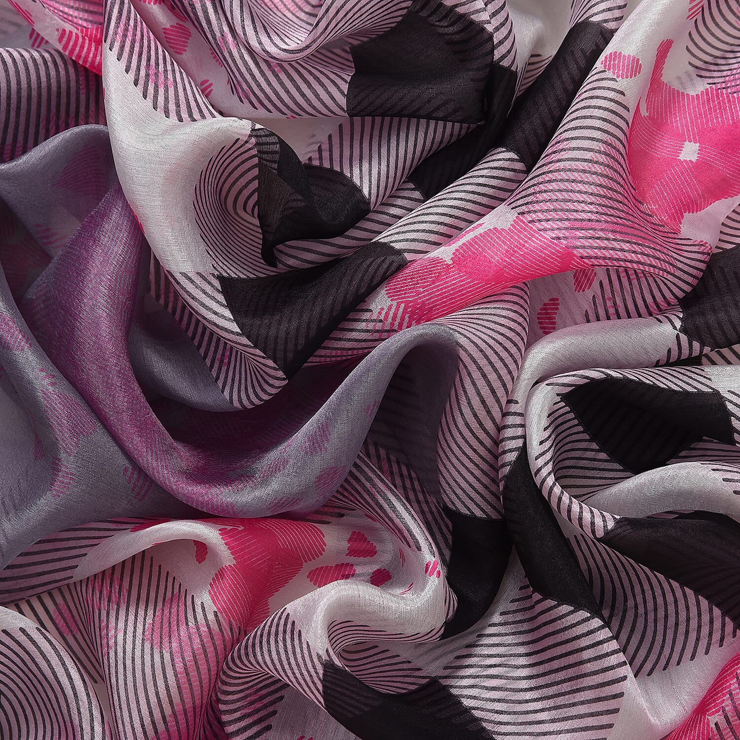 La Marey 100% Mulberry Silk Classic Plaid Printed Scarf (Size 180x110 cm) - Pink