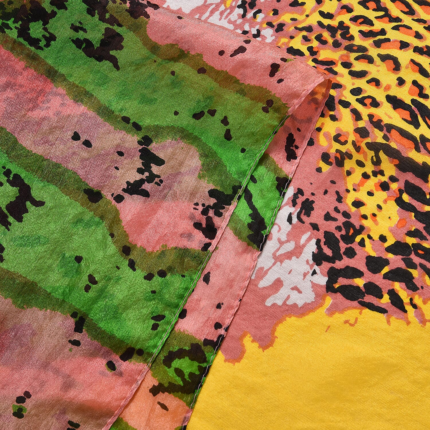 La Marey 100% Mulberry Silk Artistic Design Printed Scarf (Size 180x110 cm) - Yellow & Orange