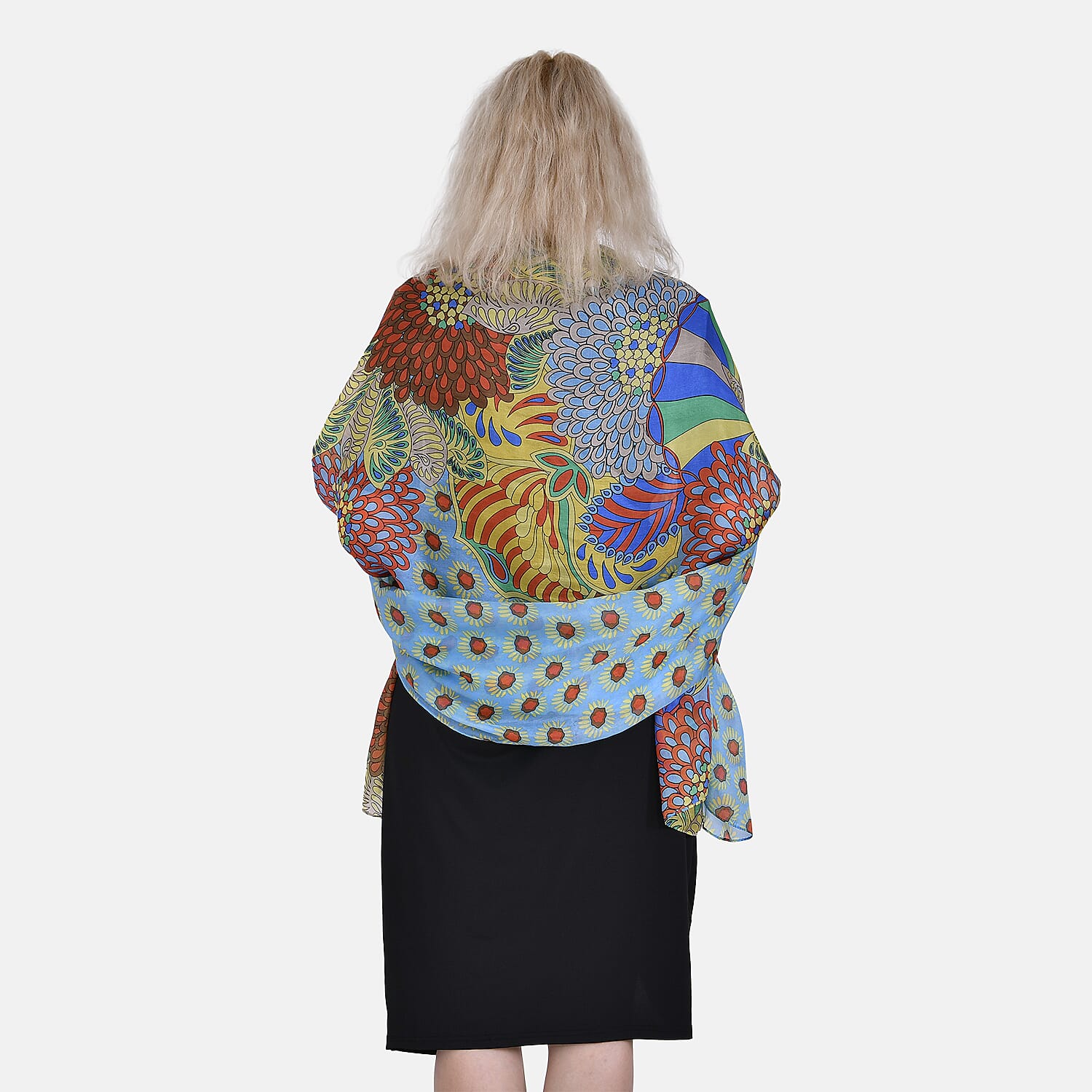 LA MAREY Daisy Pattern 100% Mulberry Silk Scarf (Size 180x110cm) - Green & Yellow