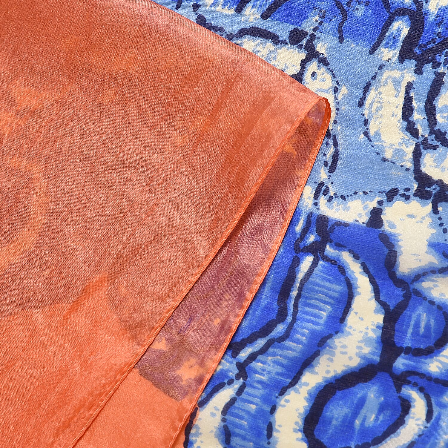 LA MAREY Colourful Pattern 100% Mulberry Silk Scarf (Size 180x110cm) - Green & Blue