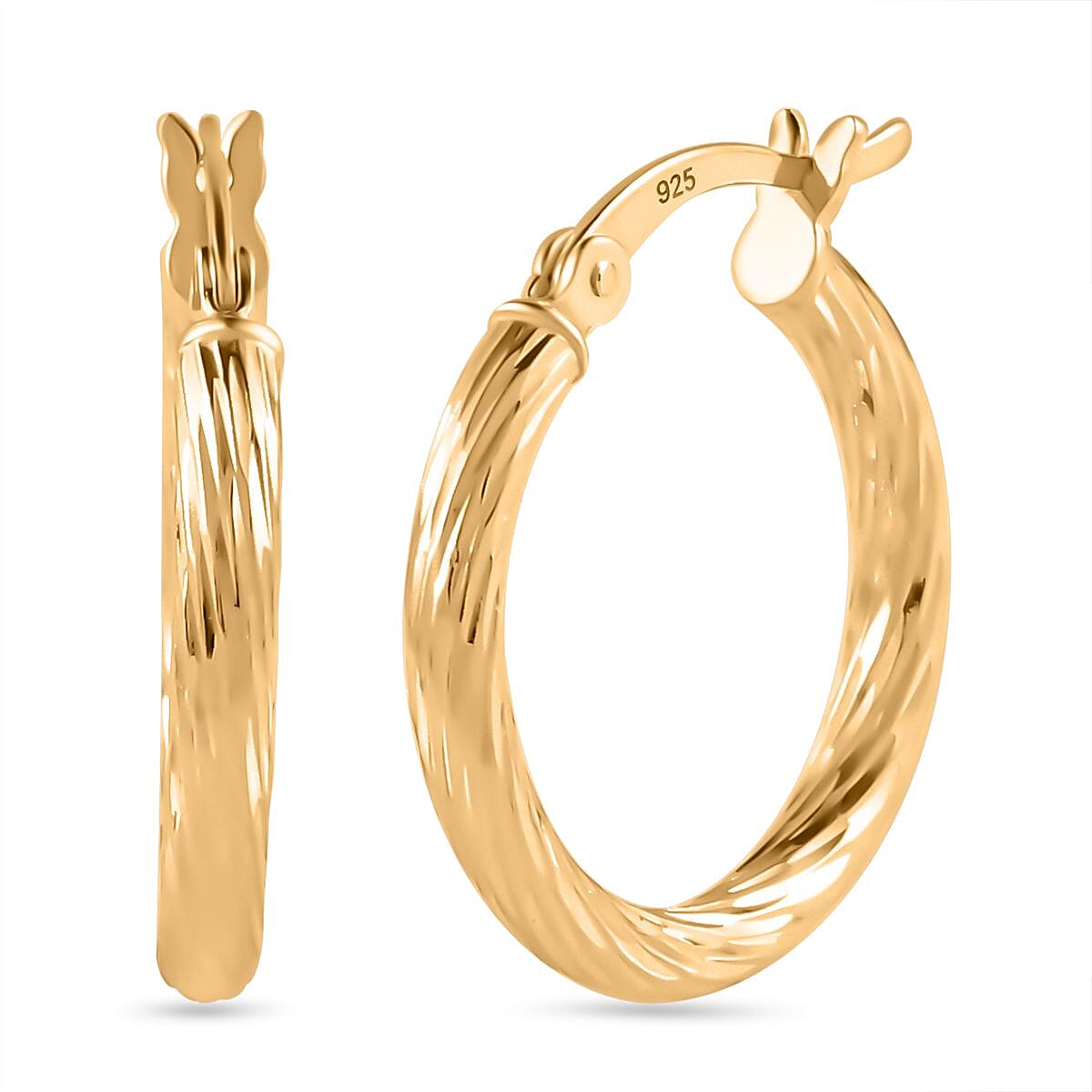 Italian Close Out Deal - Yellow Gold Overlay Sterling Silver Twist Hoop Earrings